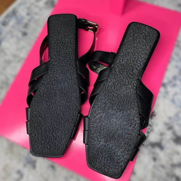 Zara Black Leather Sandals with Ankle Strap - Picture 5 of 5